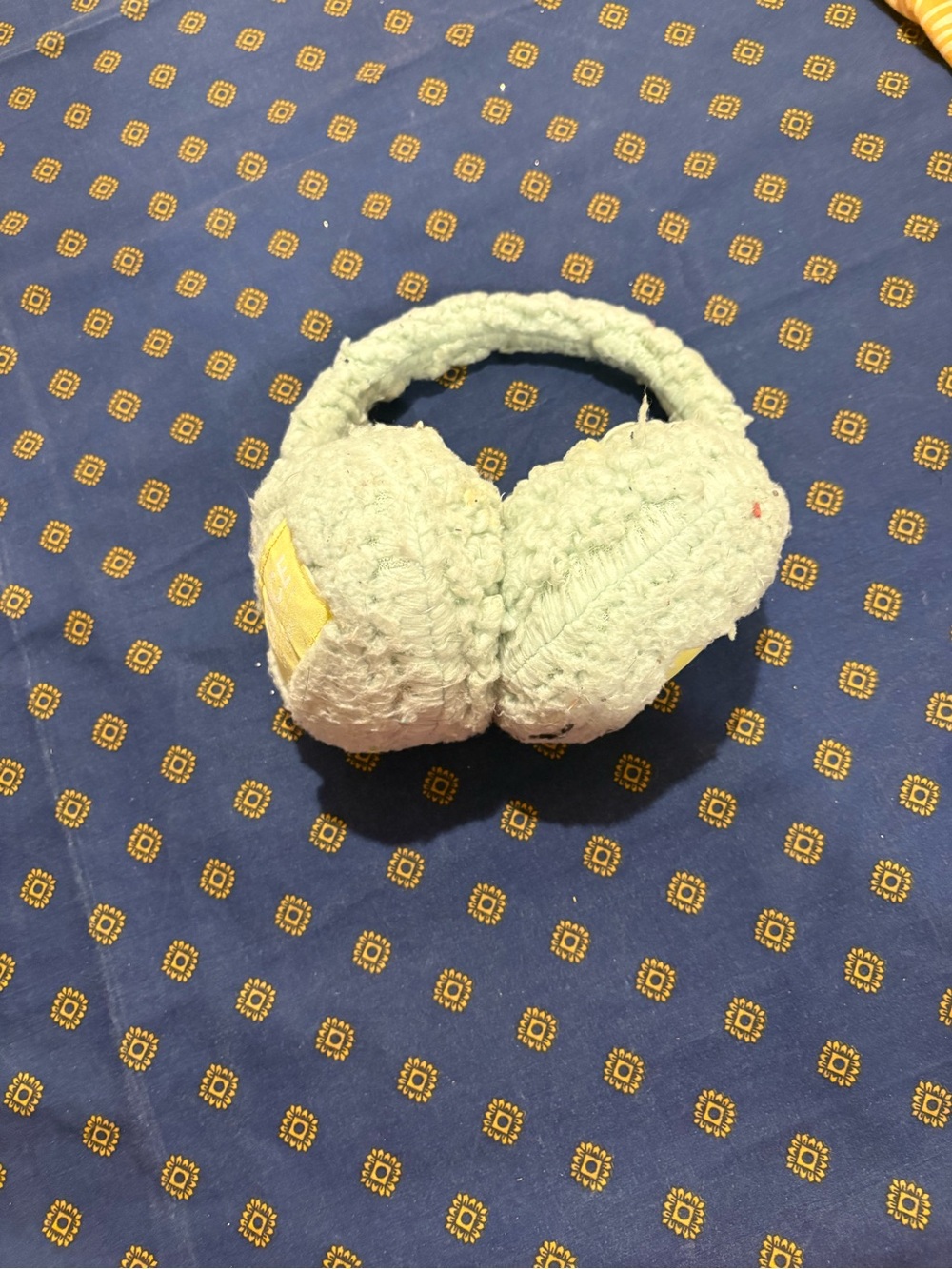 Justice Light Green Knit Ear Muffs with Yellow Accent